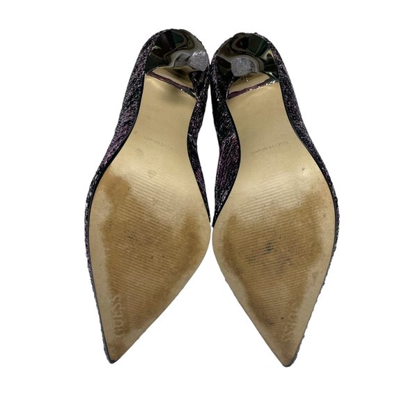 Guess Carrie Purple Sequin Metallic Glitter.Pointed Toe High Heel Stiletto Shoes - Picture 7 of 13